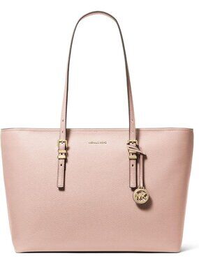 Women’s Gold-tone Hardware/Soft Pink  Imported Large Quinn Top-Zip Tote Handbag